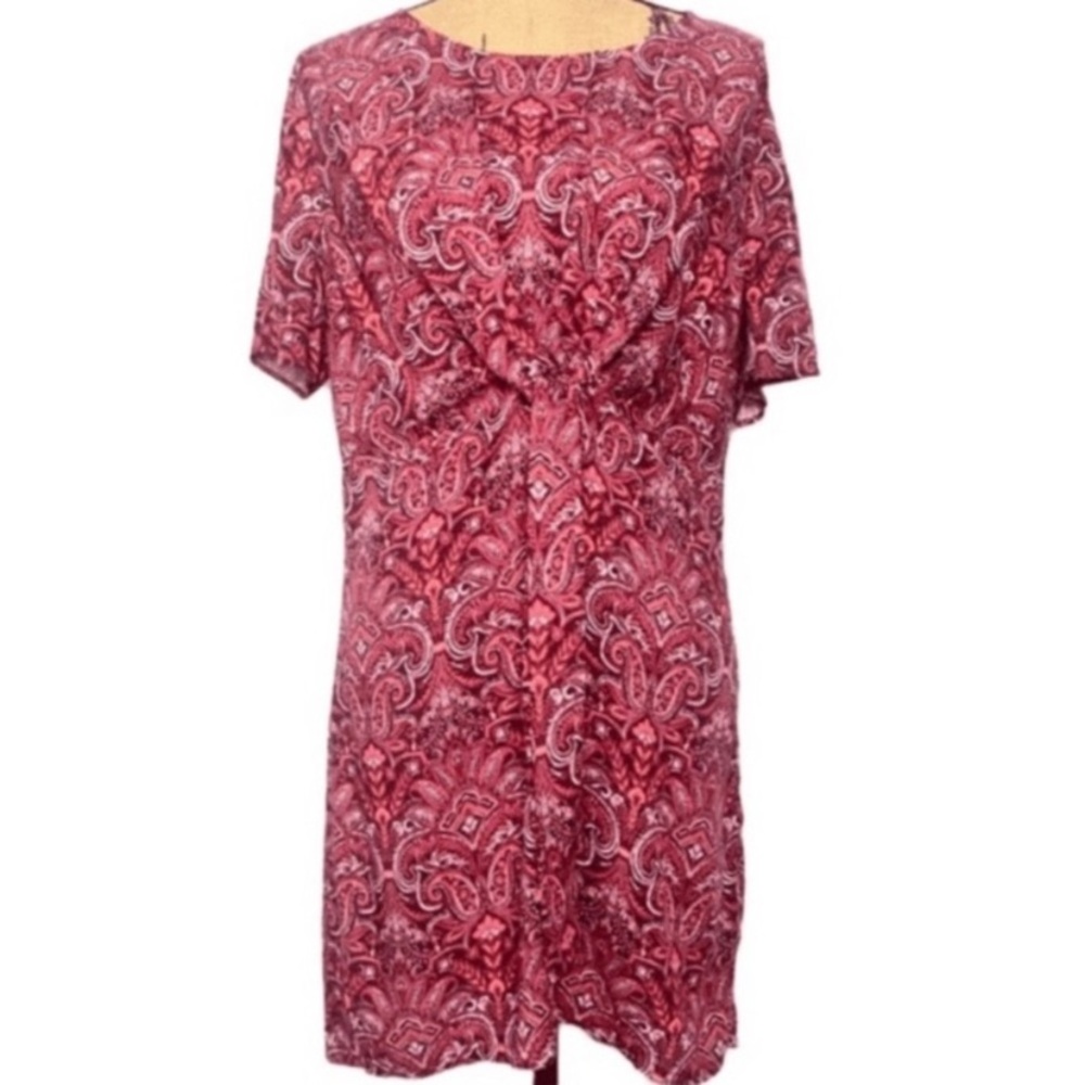 Cache Mosaic Red Knot Detail Tunic Casual Dress 38 (M)
